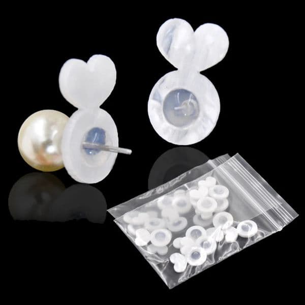 103050pcs Heart Rubber Earring Support Backings Stopper for Droopy Heavy Dangle Studs Ear Jewelry Making Supplies Material 250804
