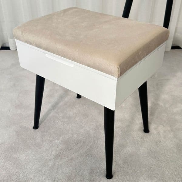 FABS Gabriella Black Padded Velvet Storage Stool