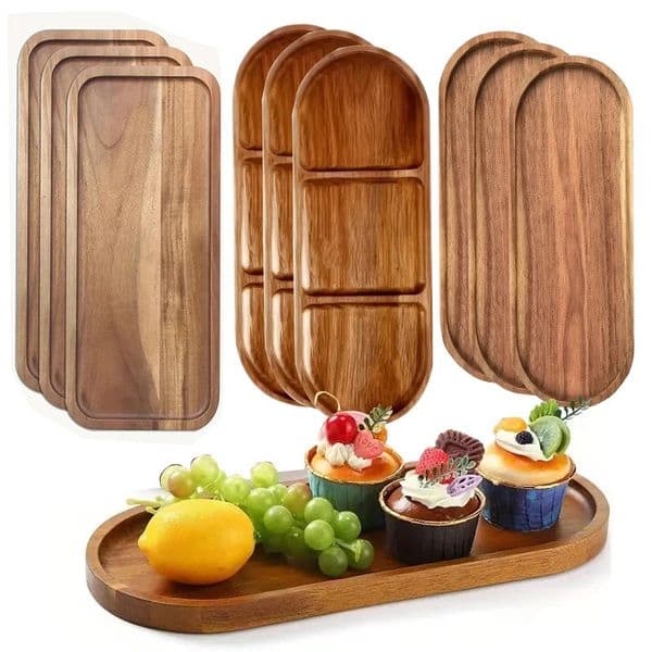 Solid wood fruit plate factory wholesale wooden tray multisize highvalue snack 250806