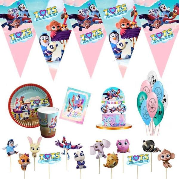MINISO TOTS Birthday theme party favors Party Supplies Set Paper Cup Plate Gift Bag Napkin Flag Cake Topper Balloon Tableware X250805