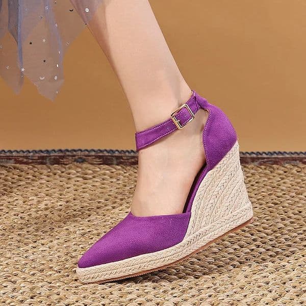 MAGLINs Sandals Spring Pointed Toe Wedge Heel Shoes Thick Soled High Hollow Womens Straw Hemp Rope Sole y250801BANJIA