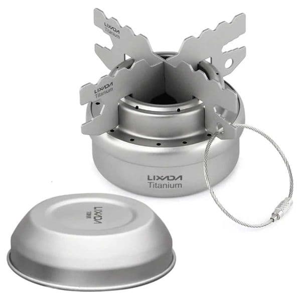 100% Brand New Mini Titanium Alcohol Stove Portable Outdoor Camping Hiking Cooking Picnic Alcohol Stove Burner Camping Stove with Lid Y250807