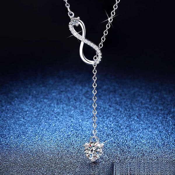 Weizi Pure Sier S Necklace Moissanite 1 ct 8-Shaped Tassel Infinity Symbol Pendant Fashion Jewelry