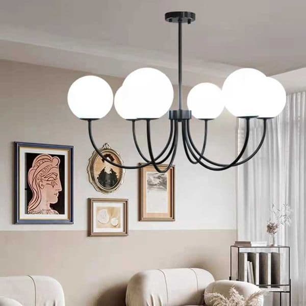 Orillia Chandelier White Glass Ball Lamp Living Room Hanging France Arch Light Bedroom Dining Lamp Black Gold Kids Room Lamp X250807