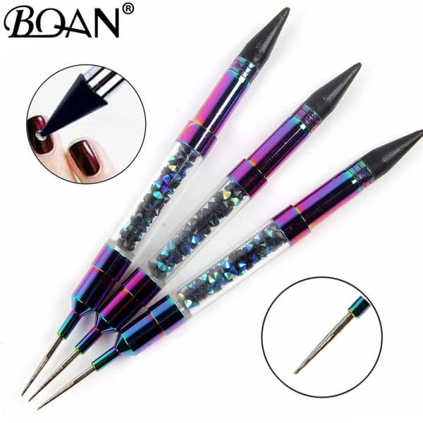 BQAN 1 PCS Dual-ended Nail Dotting Pen Crystal Beads Handle Rhinestone Studs Picker Wax Pencil Manicure Nail Art Tool 250805