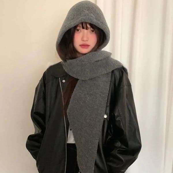 Korean Balaclava bonnet beanies y2k Hat scarf one-piece thickened warm retro Neck protection winter accessories knitted Law hat 250806