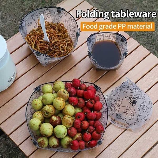 1set Folding Travel Tableware Portable Lightweight Multi-purpose Foldable Bowl Plate Cup Coffee Filter Hiking Camping Equipment Y250807