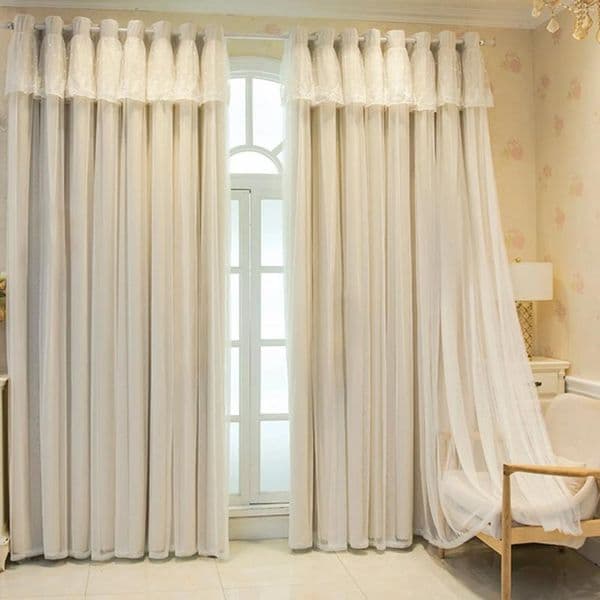Curtain 1pc Double-Layer Blackout Teenage Girl Princess Style Dreamy With Sheer Fabric French
