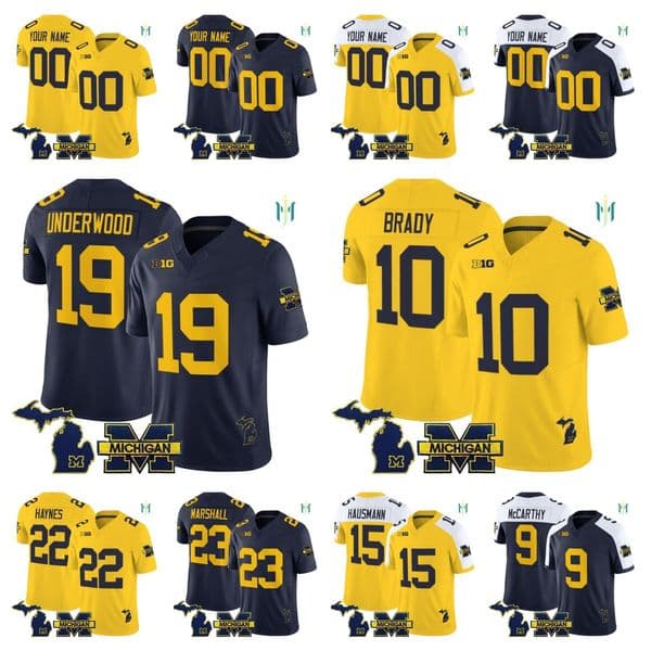 Bryce Underwood Tom Brady J.J. McCarthy Davis Warren 2025 mens women youth football Jersey - all stitched all size Ernest Hausmann Justice Haynes Jordan Marshall kid