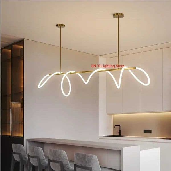 Nordic LED Long Hose Chandelier for Dining Room Kitchen Bar Minimalist Pendant Lamp Home Decor Lighting Lusters Luminaires X250807