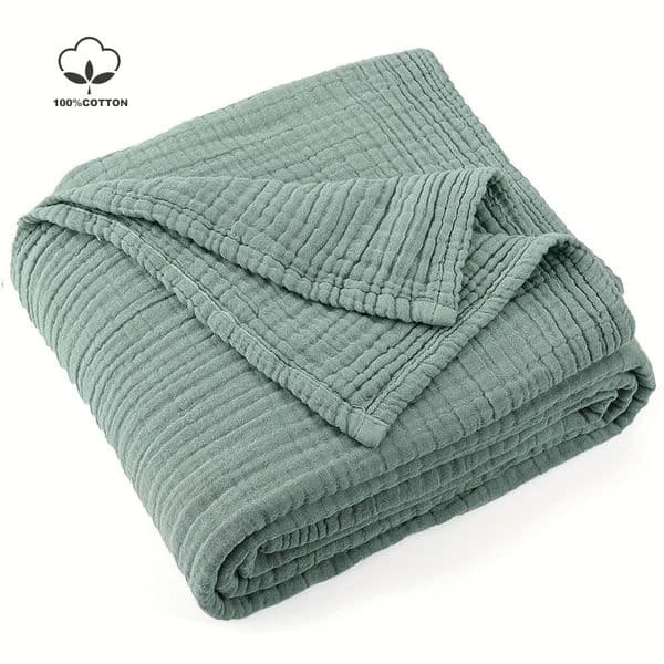 Battilo 100% Cotton Muslin Throw Blanket for Sofa 6 Layer Breathable Lightweight Boho Throws for Couch Bed Large Summer Blankets 250805