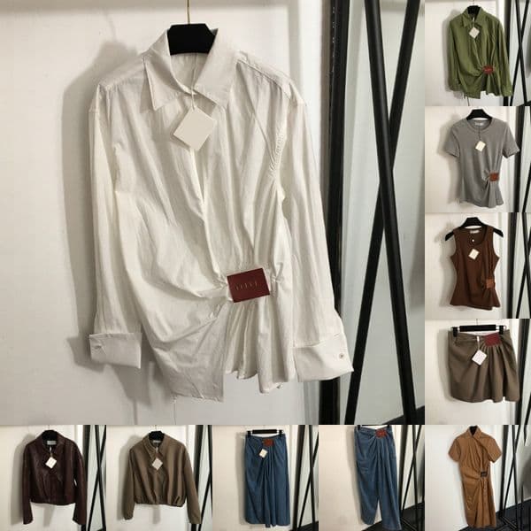Luxury Brand Women Shirts Elegant Long Sleeve Lapel Blouse Designer Zipper Leather Jackets Summer Street Style T Shirts Jeans Dinner Party Shirt Dress
