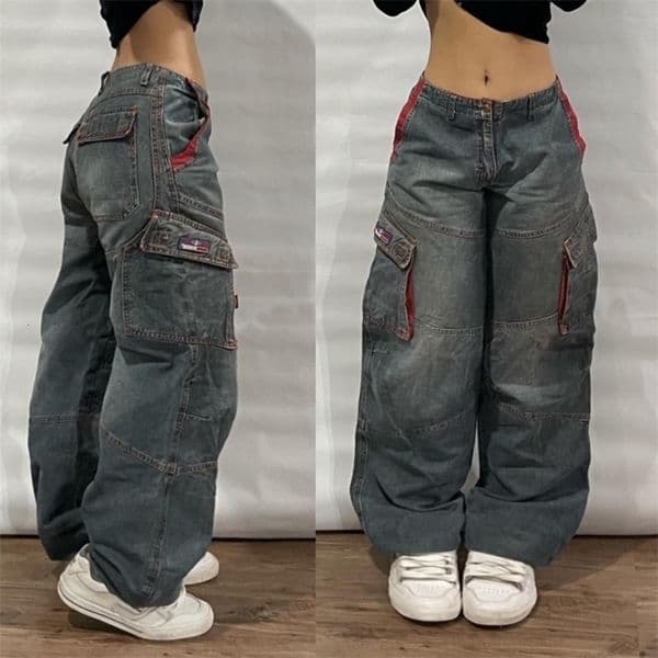 Streetwear Fashion Multipocket Washed Baggy Jeans Men And Women Y2K Hiphop Harajuku Casual Gothic High Waist Wide Trouser 250807BANJIA