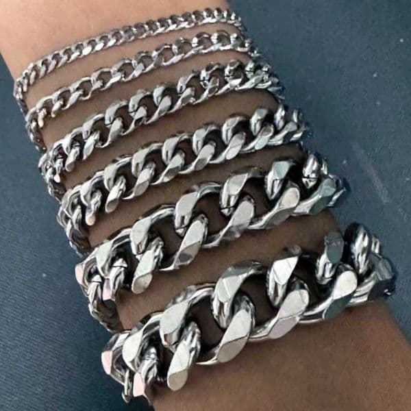 3MM-15MM Thick Stainless Steel Cuban Chain Bracelet For Men Adjustable Size Trend Accessory Jewelry Hand Chains W250807