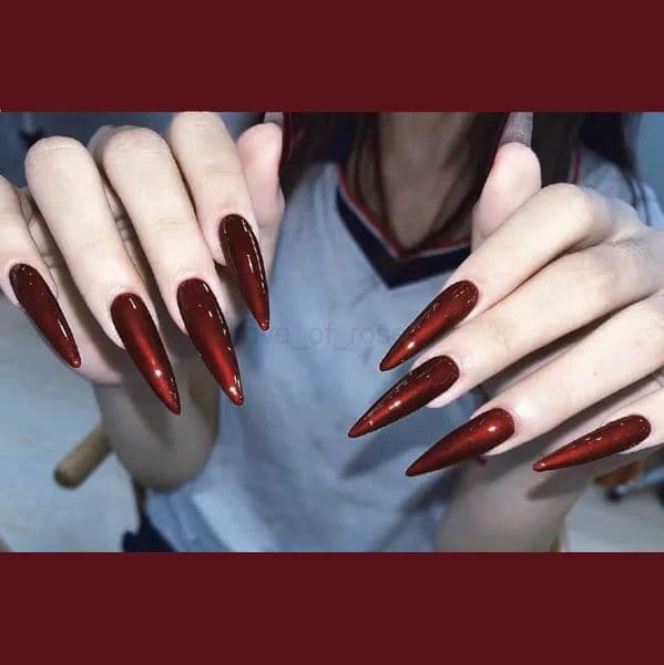 24pcs Super Long Stiletto Fake Y2K Nails Press On Vintage Wine Red False Nails With Designs Full Cover Fashion Almond Nail Tips Z250807
