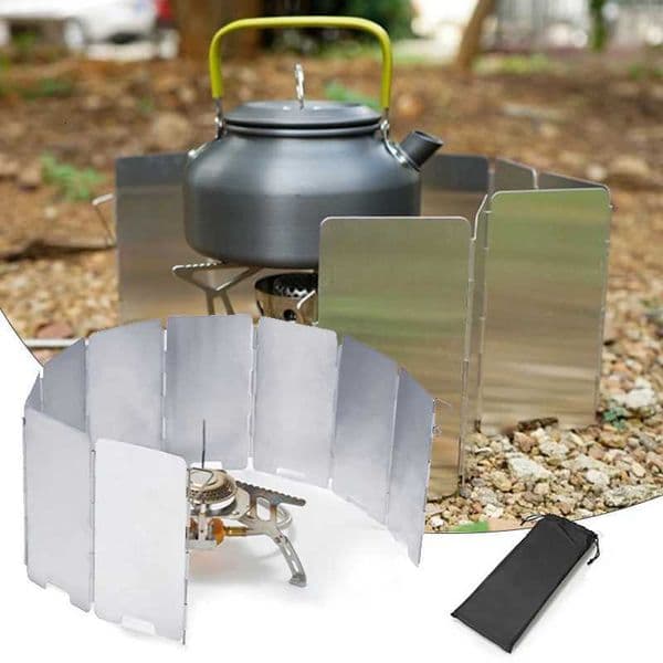 Outdoor Stove Wind Shield Camping Windscreen 9 Plates Foldable Gas Cookers Wind Deflectors Stove Equipment Accessory Tool Y250807