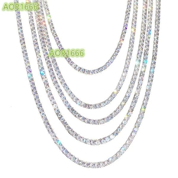 Mens 925 Silver Iced VVS Moissanite Diamond Necklace Hip Hop Cuban Link Tennis Chain Jewelry Gift Box for Europe US