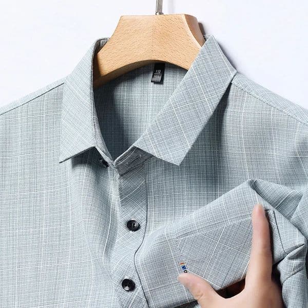 Mens Business Casual Short Sleeved Printed Shirt with Wrinkle Resistance No Ironing Comfortable All Season Versatile Top 250807