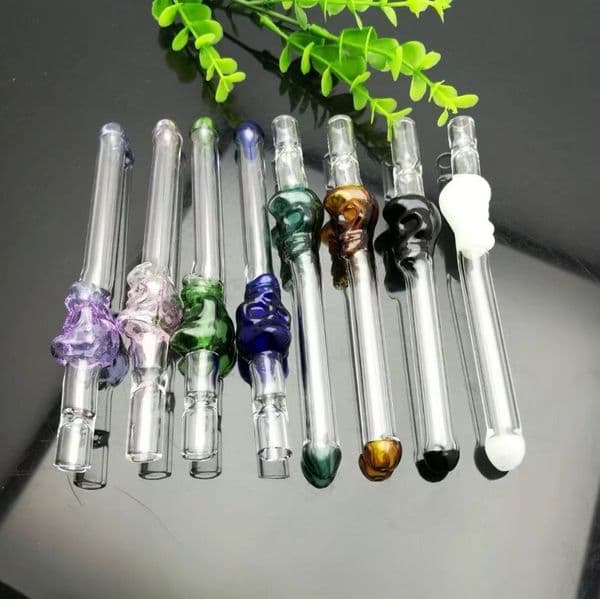 Glass Oil Burner Pipes hookah Glass Smoking bongs Smoke Pipes Colored skull glass suction nozzle