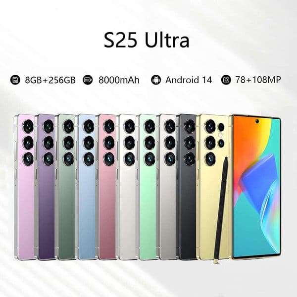 Mobile Phone S25 Ultra Overseas Version 8+256Gb True 4G 7.3Inch Large Screen Android Smartphone