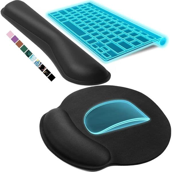Ergonomic Computer Keyboard Wrist Rest Memory Foam Wrist Rest Mouse Pad Set for Easy Typing Pain Relief for Office Home 250801