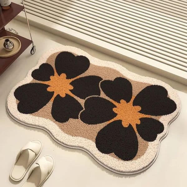 VIKAMA Modern Simple Flower Faux Sheep Velvet Carpet Nonslip Bedside Bedroom Wearresistant Dirty Resistant Rug Home Decoration 250808