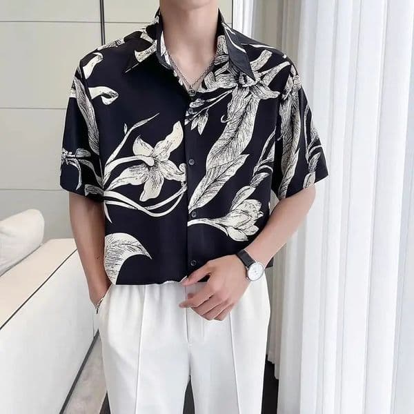 Spring Summer Casual Printed Short Sleeve Shirt Men Stylish Lightweight Versatile 250808