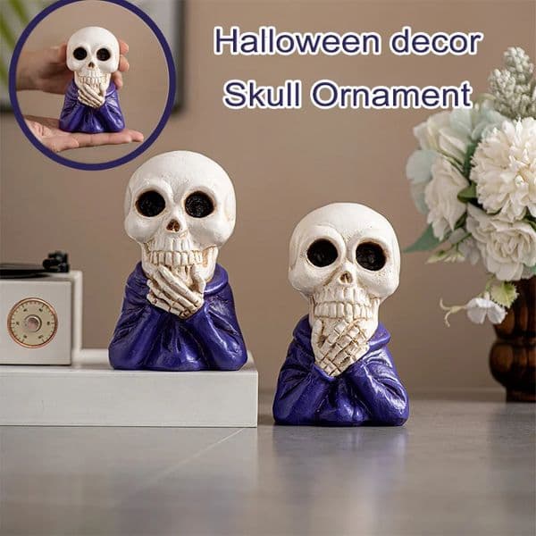 Halloween Spooky Ornaments Creat Resin Ornaments Sneer Skull Crafts Horror Holiday Home Decoration Halloween Decor 250805