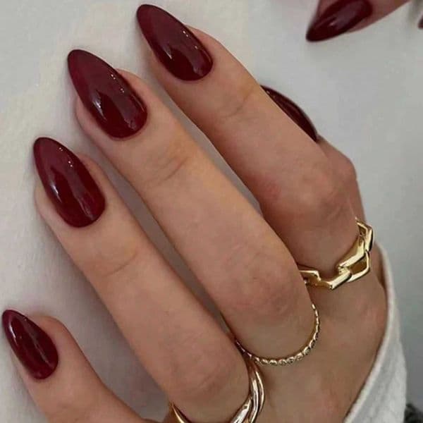 24PCS Press On Nails Short Almond Wine Red High Saturation Fake Press On Nails Korean Press On Nails Valentines Day W250808