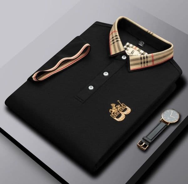 Summer men's fashionable casual short-sleeved T-shirt, top-quality high-end business fashion embroidered lapel short-sleeved lightweight Polo shirt