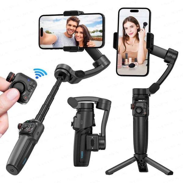 Foldable Axis Phone Gimbal Stabilizer With Telescopic Rod Smart Tracking For Iphone Android Vlog Tiktok Video Shooting
