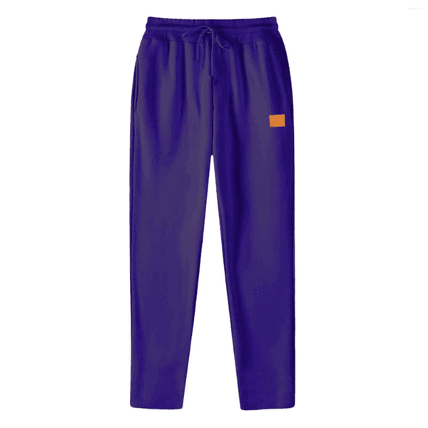 Men's Pants Flat Front Fitness Sports With Fleece Running Jogging Leather Label Decoration And Pockets