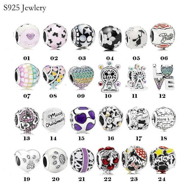 925 Sterling Silver Charm Rainbow Colorful Mosaic Ferris Wheel Fixed Buckle Beaded Bracelet Necklace Shi Isdiy Accessories Free Shipping