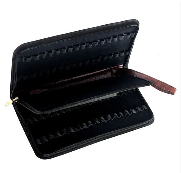 Fountain/Roller Ball Pen Large PU Leather 36 Fountain Pens Pencil Case Storage Holder Zip Bag for 36 Pens 250806