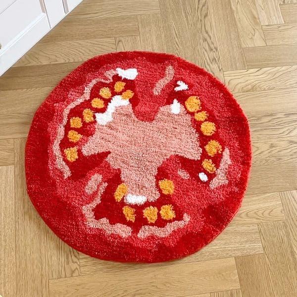 Tomato Fruit Tufted Rug Cartoon Funny Pattern Rug Living Room Indoor Entrance Floor Mat Bedroom Bedside Area Decor Rugs Soft 250807