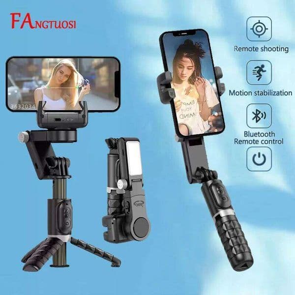 FANGTUOSI Rotation Gimbal Selfie Stick Tripod With Shutter Fill Light Following Shooting Stabilizer For Smartphone Live Vlog