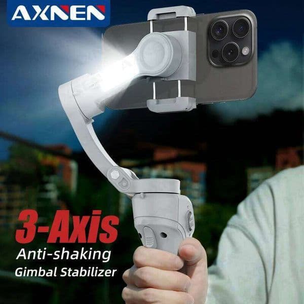 AXNEN Smart Axis Handheld Gimbal Stabilizer Smartphone With Fill Light For Iphone Android Face Tracking Tiktok Vlog Kit