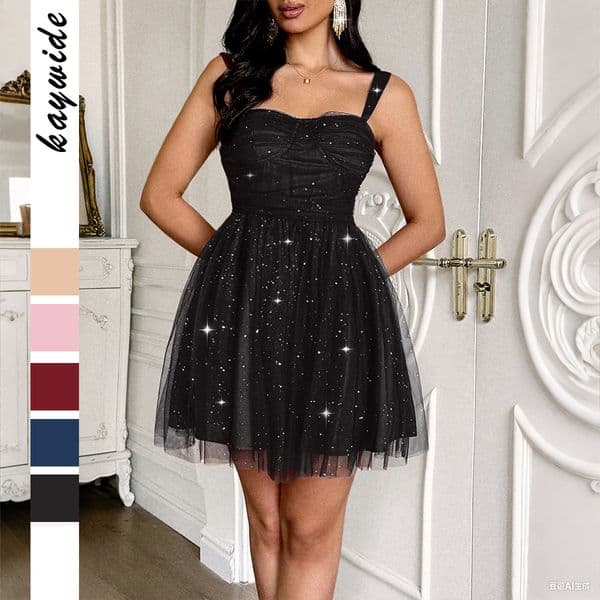 Elegant Evening High-end Strap Long Dress Women's Clothing 2025 Autumn Winter