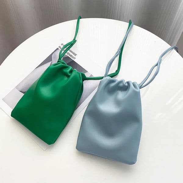 Casual Drawstring Bag Style Women Crossbody Candy Color Lady Mini Bucket for Mobile Phone Female Shoulder Purse Wallet 250801BJ