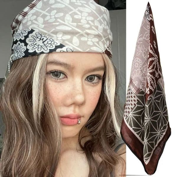 Retro Cashew Printed Hair Scarf Green Thin Silk Women Scarf Fashion Spring Summer Versatile Shawl Scarfs Headwear 250806BJ