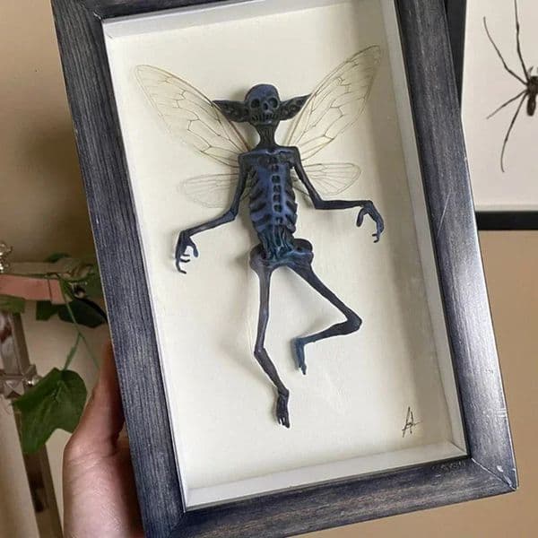 Gothic Home Decor Mummified Fairy Skeleton Witchy Decor Fairy Specimen Statue Picture Frames Display Painting 250807