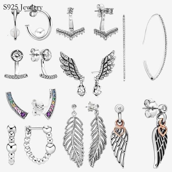 925 Sterling Silver Glittering Rainbow Wings Earrings Are Suitable For Primitive Fashion Silver Earrings Jewelry Gift Free Shipping