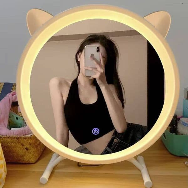 Girls' bedroom dresser, student dormitory lamp, high-end makeup mirror, desktop smart LED lamp - without LED version