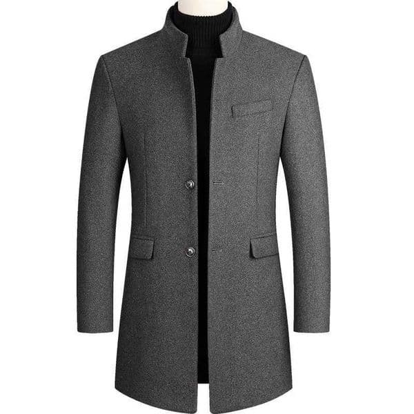 2025 New Autumn and Winter Mens Suit Collar Coat Casual Slim Fit Solid Color Woolen Windbreaker Medium Long Woolen Fabric XJ250809