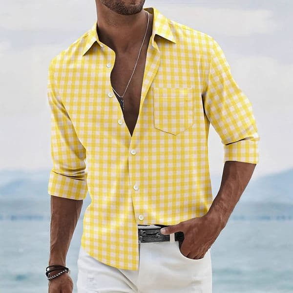 Mens Business Checked Style Shirts Long Sleeve Casual Dress Slim Fit Men Clothing Shirt Chemises hommes Mens designer shirts for man