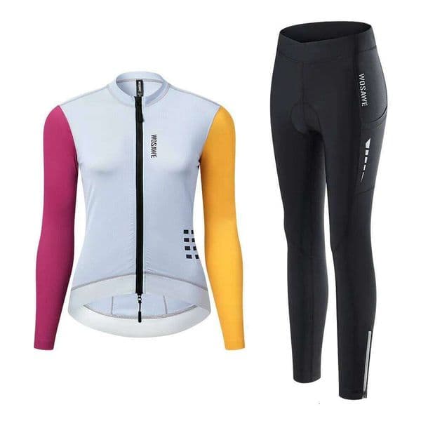 WOSAWE Summer Women Jersey Long Pant 3D Pad Suit Mtb Road Bike Racing Cycling Clothing Roupa Ciclismo
