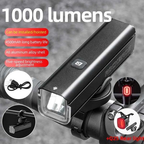 ROCKBROS Bicycle Light 1000LM Type-C Charging Bike Light Front Lamp Rechargeable Cycling Headlight Aluminum Waterproof RHL1000 Z250809