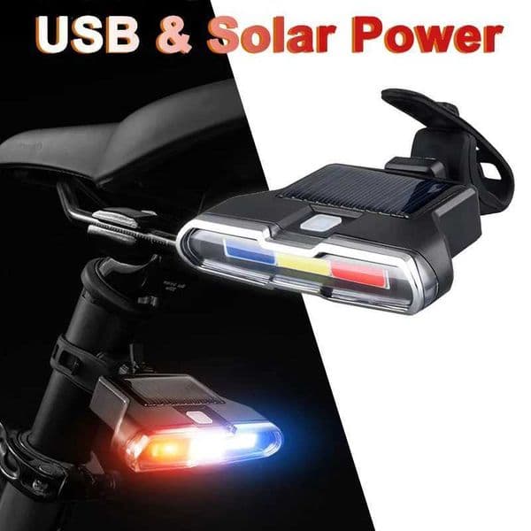 Bicycle Tail Light USB Rechargeable Bike Taillight Solar Power Long Endurance Cycling Rear Lamp Bright MTB Warning Flashlight Z250809