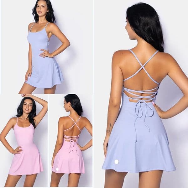 Women Sexy Back Golf Tennis Dress Gym Sports Active Yoga Dress Active Dress