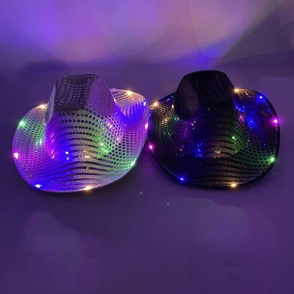 Blinky LED Light Cowboy Cowgirl Hat Flashing Cap Glowing Hat Carnival Men Women Bachelorette Party Wedding Bridal Supplies 250804